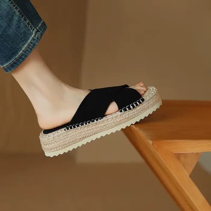 Petite pieds femmes espadrilles pantoufles Sexy dames plate-forme sandales noir ingent ouvert Parker