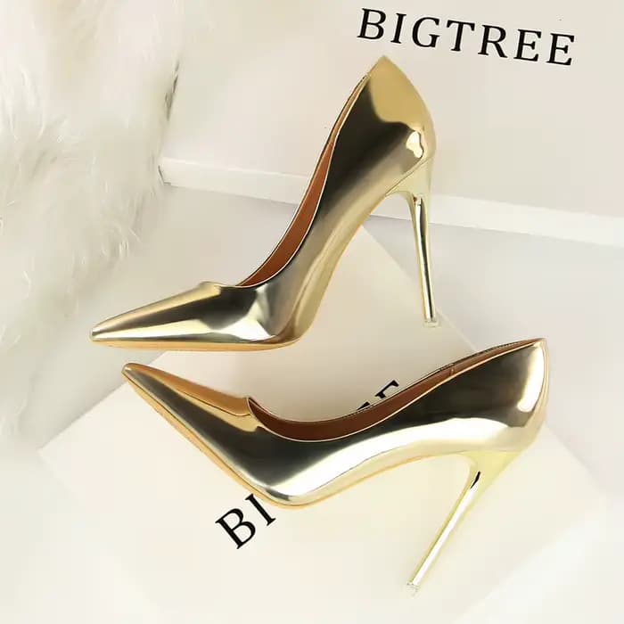 Escarpins métalliques argentés et dorés pour femmes, chaussures de luxe à talons hauts et fins de 7/