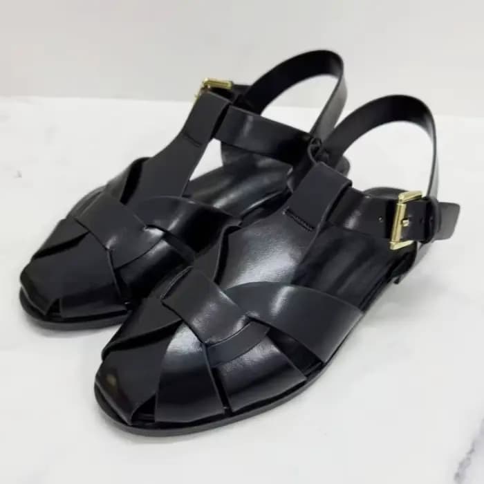Nouvelles sandales plates femmes 2026 été Faux daim tissage conception gladiateur sandales bride à l