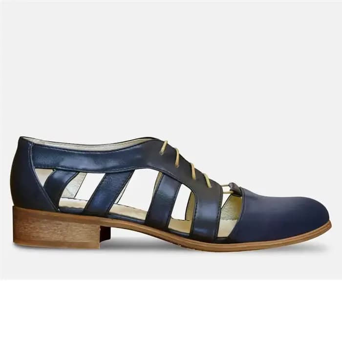 Oxfords-Sandales en cuir véritable pour femmes, chaussures décontractées faites à la main, vintage, 