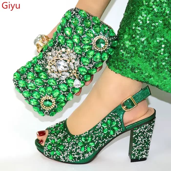 Doershow Ensemble de chaussures et sacs assortis pour femmes Italie Escarpins de fête Ensemble de ch