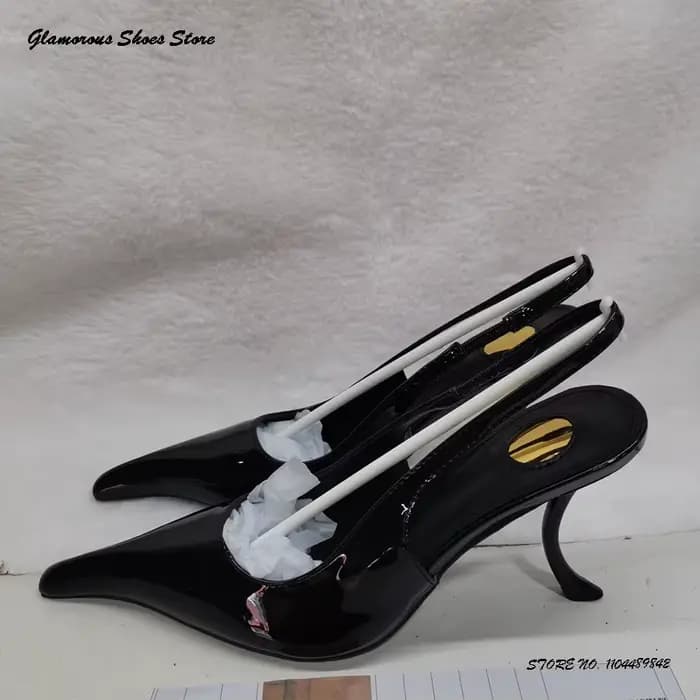 Escarpins Sexy en cuir verni pour femmes, chaussures de soirée à bout pointu et à talons de Style ét