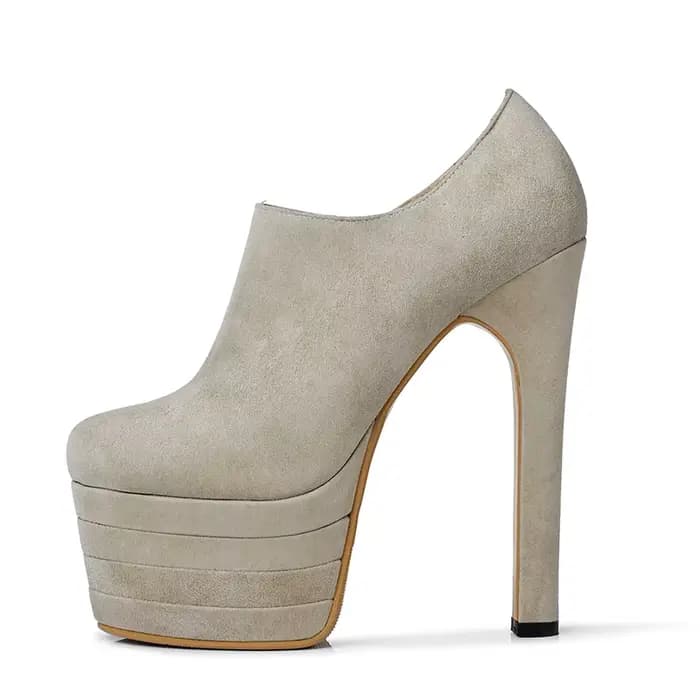 Arden Furtado 2025 peau de vache orange bout rond plate-forme talons fins pompes talon super haut fe