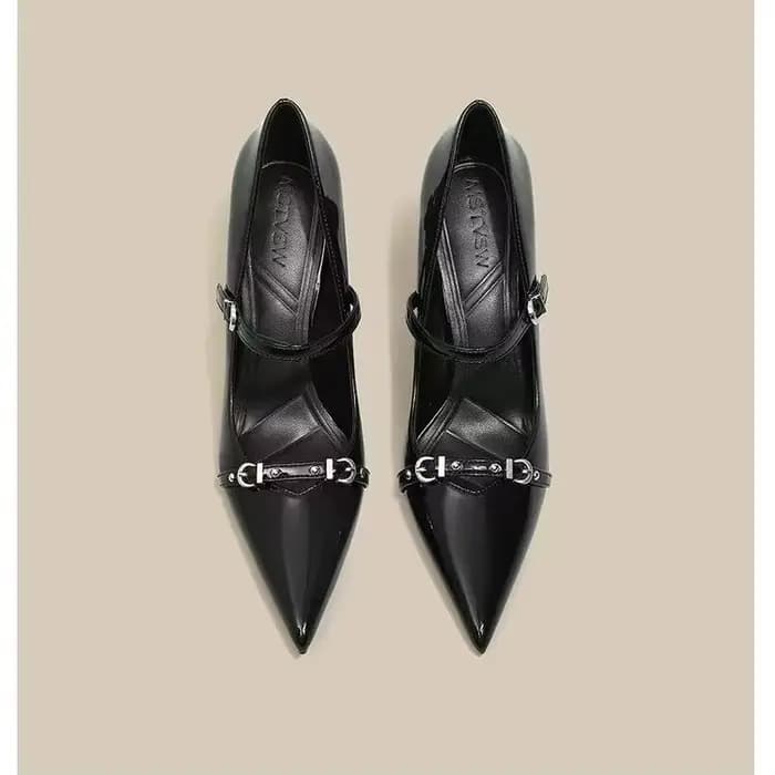 Talons hauts pointus rivetés vintage français pour femmes, nouvelle collection printemps et automne 
