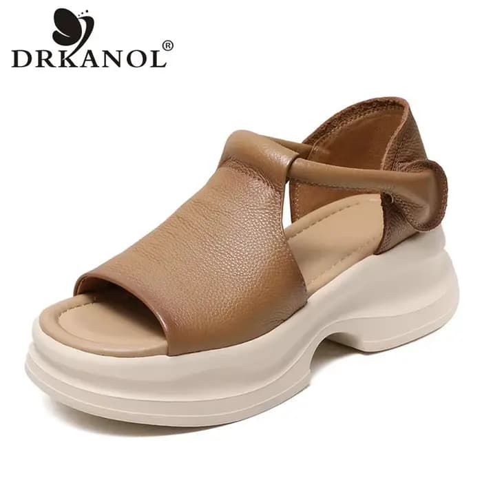 DRKANOL 2026 chaussures d'été femmes sandales à talons épais nouveau Design crochet et boucle en cui