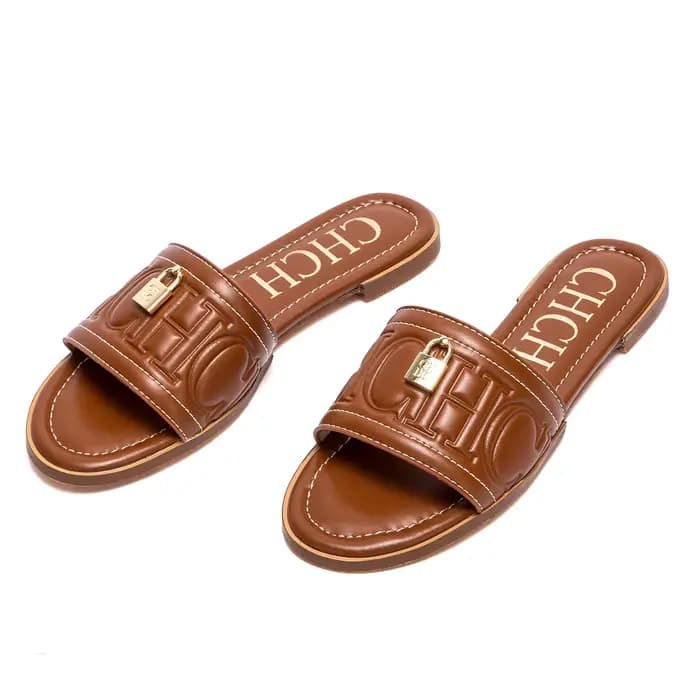 C-H femme chaussures plates été nouvelle couleur unie en relief sandales Simple mode pantoufles pour