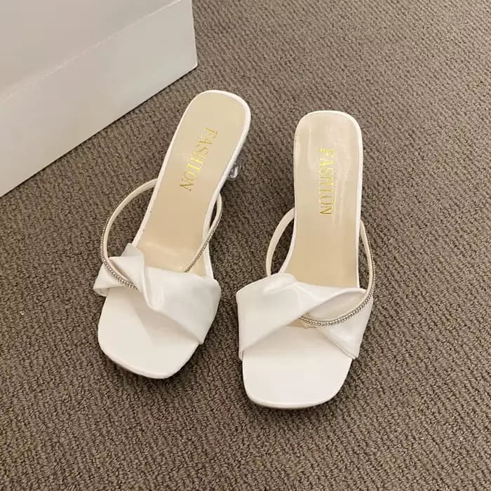 Nouvelles sandales compensées transparentes à talons épais et strass pour femmes, collection été 202