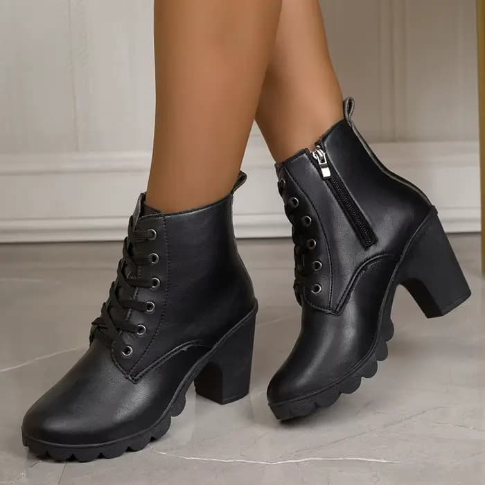 Bottines Chelsea à talons hauts et fermeture éclair latérale pour femme, bottes Chelsea noires à bou