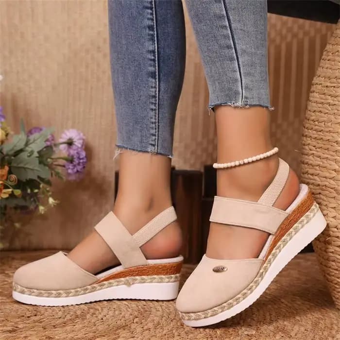 Sandales à talons compensés pour femmes, chaussures à bande élastique, été 2025 pour femmes, couvre-