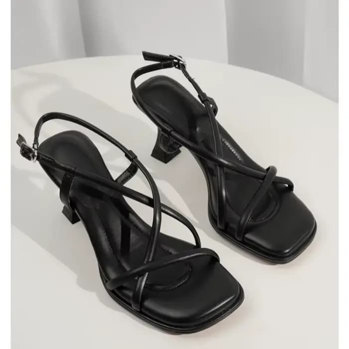 Sandales à talons hauts élégantes pour femmes, à bout carré et brides croisées à la française, semel