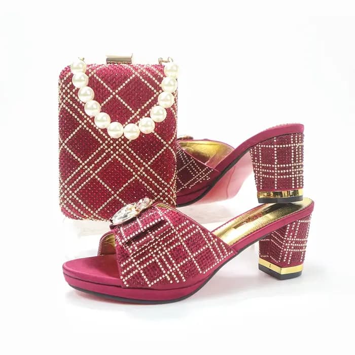 Doershow – ensemble de chaussures et de sacs assortis pour femmes africaines, rose, style nigérian, 