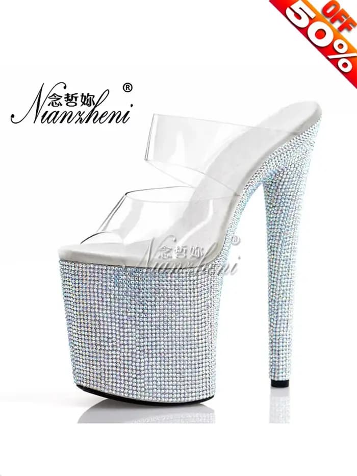 Pantoufles à plateforme à bande pour femmes, 8 amarans, Pole Dance, talons fins, modèles de boîtes d