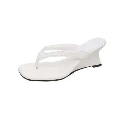 Sandales à talon compensé pour femme, style claquettes, à entre-doigts, à bride étroite, décontracté