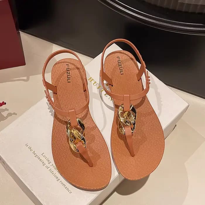 Sandales romaines pour femmes, sandales plates à bout ouvert à porter sur la plage