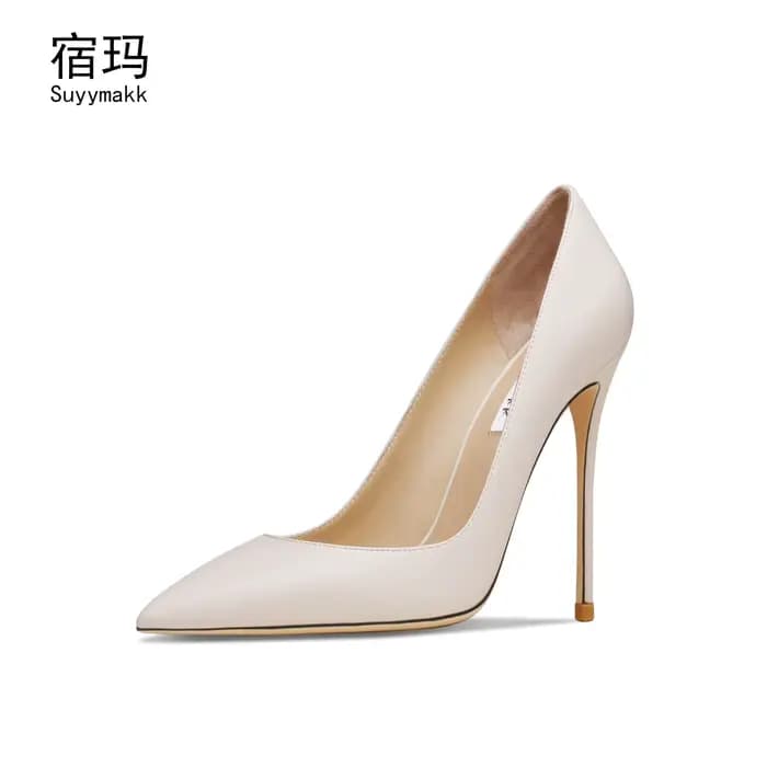 Talons de luxe pour femmes 2025 chaussures en cuir véritable femmes élégantes avec talon bas blanc m