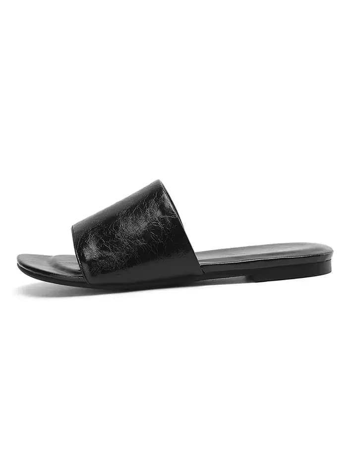 Pantoufles d'été en croûte de cuir pour femmes, tendance, Sexy, bordeaux, noir, bout ouvert, grande 
