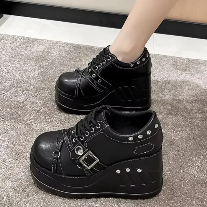 Chaussures à plateforme Mary Gasoline pour femmes, semelle optique, talons hauts compensés, fête, co