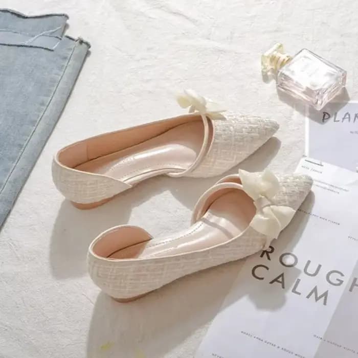 Chaussures pour dames de Style français avec nœud, chaussures plates élégantes à enfiler pour fête, 