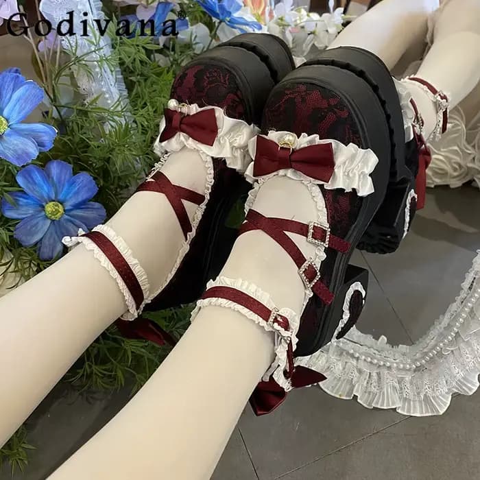 Chaussures Lolita Lace Mary Jane originales de Style japonais, uniforme JK, mode confortable, douce 