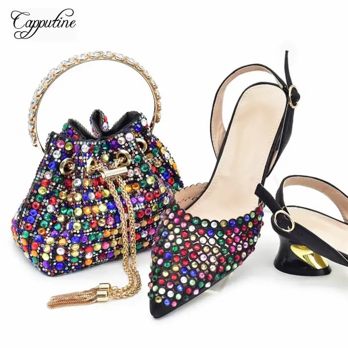 Ensemble de chaussures et sac bleu royal pour femmes, escarpins africains de luxe assortis avec sac 