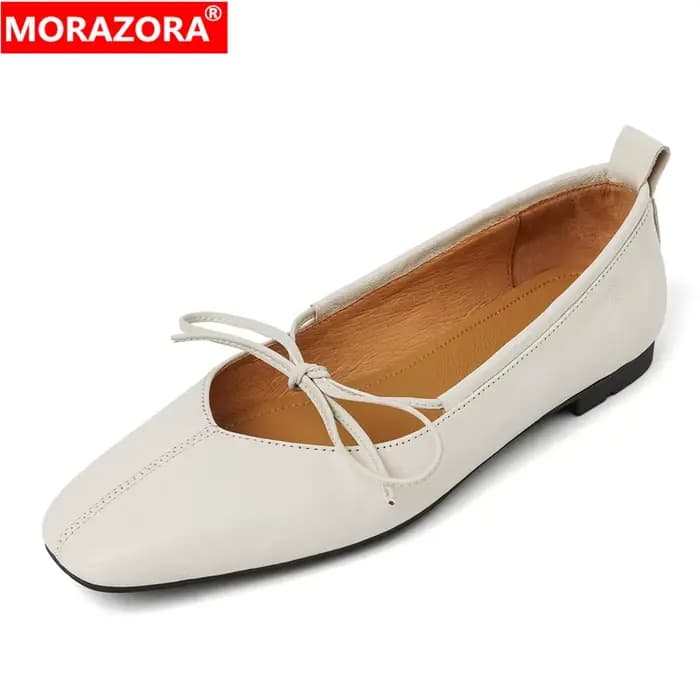 MORAZORA chaussures en cuir véritable femmes chaussures plates couleur unie printemps été chaussures