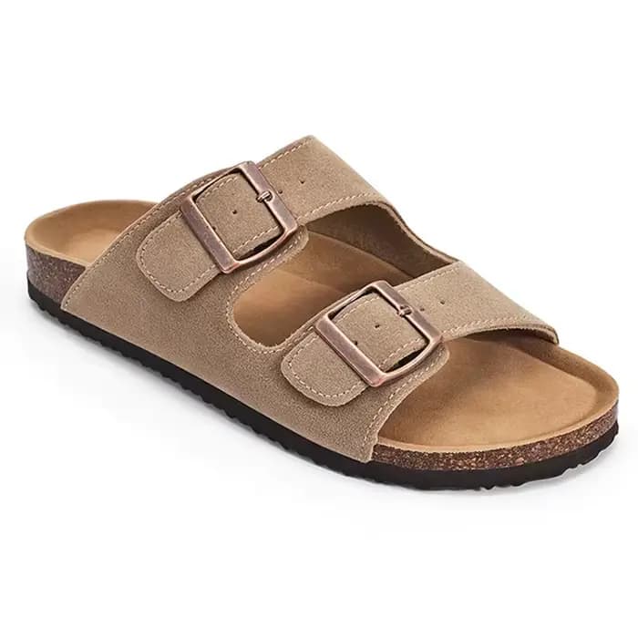 Comwarm – Mules en daim pour hommes et femmes, pantoufles, sabots, semelle intérieure en liège, sand