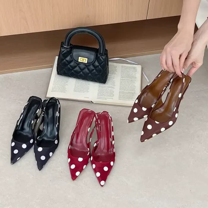 SUOJIALUN 2026 printemps nouvelle marque femmes sandale mode à pois bout pointu peu profond Slingbac