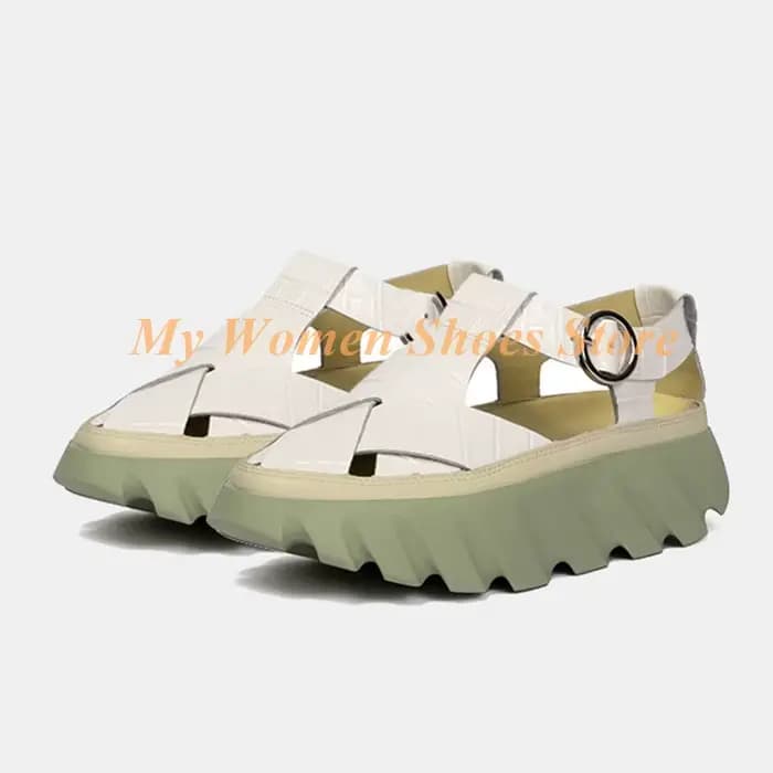 Sandales à talon compensé et découpes, à lanières en T, pour femme, printemps-été, avec boucle et bo