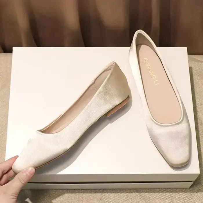 Chaussures pour femmes talon bas élégant bureau Slip-onSquare orteil femme chaussures plates 2025 ét