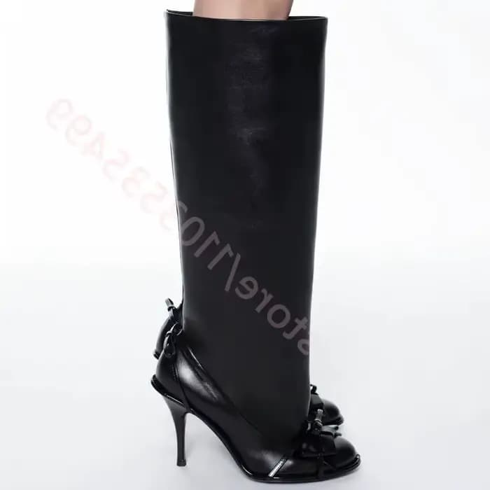 2025 automne vert rond arc genou-bottes nouveaux modèles défilé Sexy dames Stiletto botte longue noi