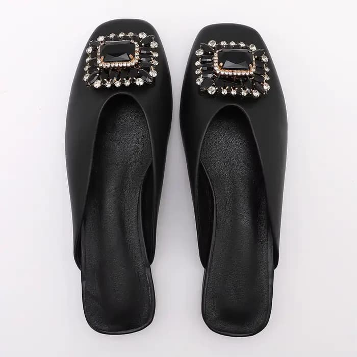 Mules à bout carré à la mode, talon bas confortable