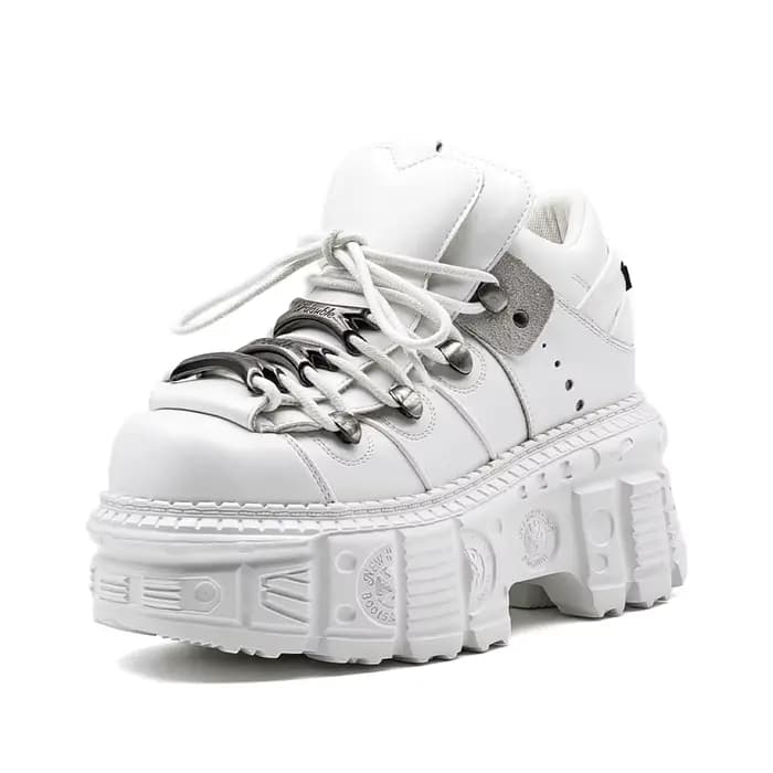 Bottines gothiques Rock pour femmes, chaussures à plateforme en cuir blanc, nouveau Style Punk, chau