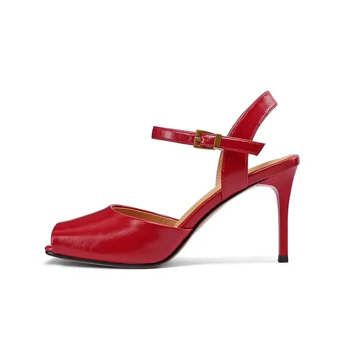 Sandales à bout ouvert tendance SmallHut Nouveauté 2026 pour femme, talons hauts fins, noires et rou