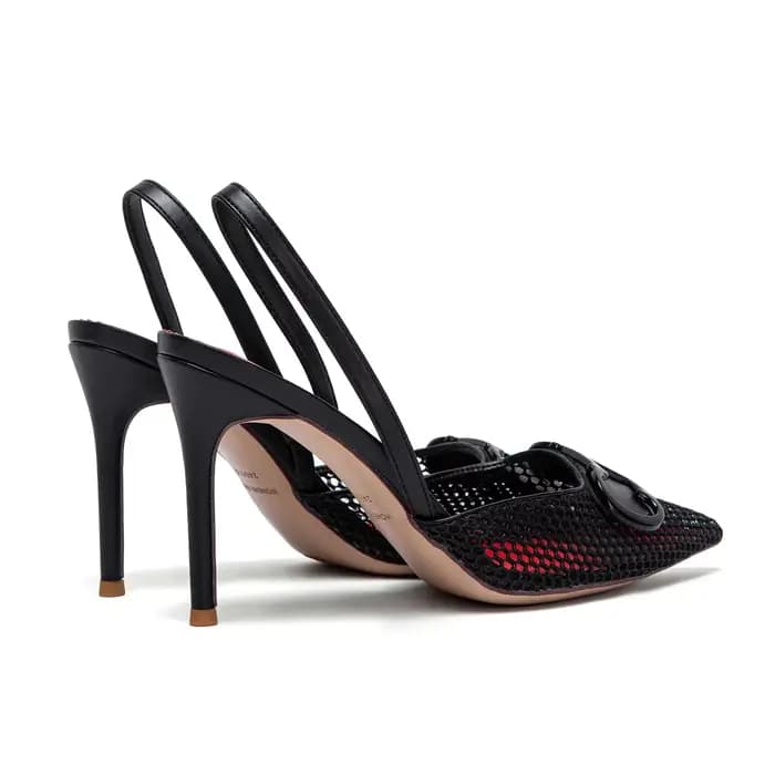 C-H – sandales d'été à talons hauts pour femmes, maille respirante, noires, pour affaires, 9cm, pour