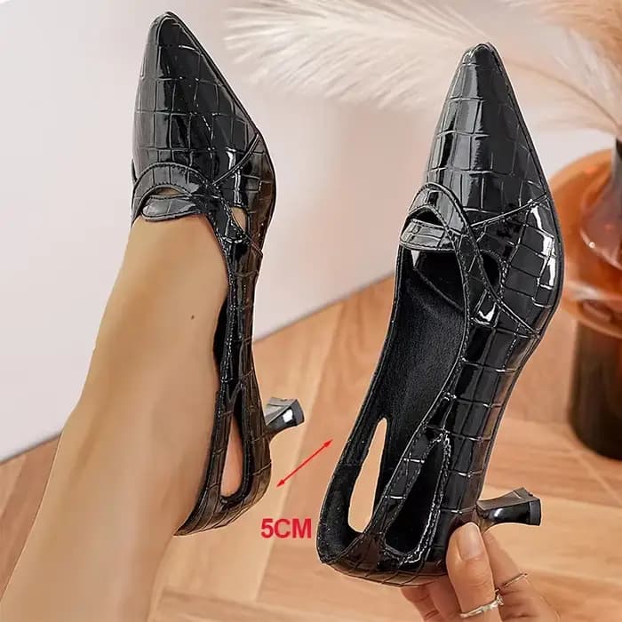 Escarpins à talons hauts en cuir verni pour femmes, escarpins classiques à bout pointu, grande taill