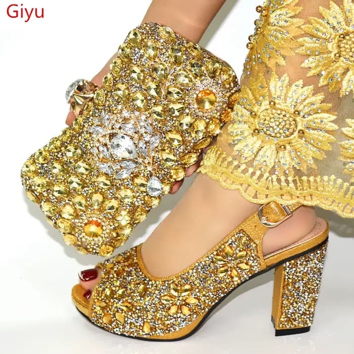 Doershow Ensemble de chaussures et sacs assortis pour femmes Italie Escarpins de fête Ensemble de ch