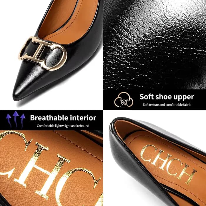 CHCH-Chaussures de Marque en Cuir Verni pour Femme, à Talons Hauts et Pointus, Style Bateau, pour Ma