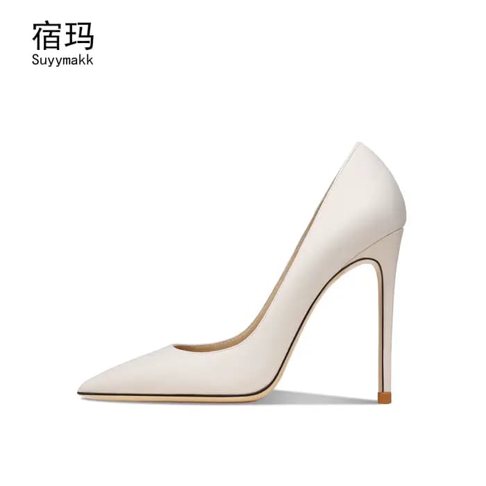 Talons de luxe pour femmes 2025 chaussures en cuir véritable femmes élégantes avec talon bas blanc m