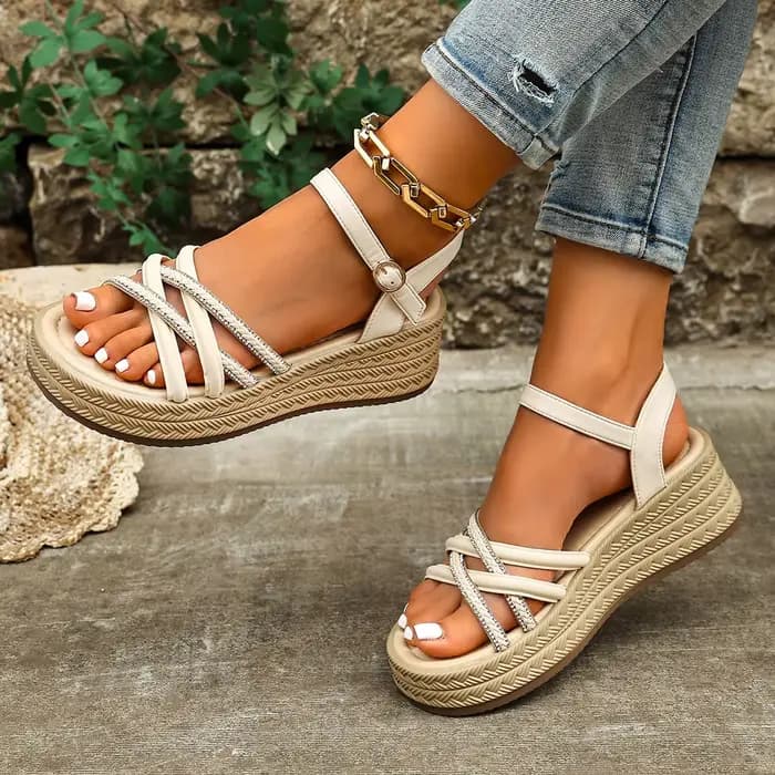 Sandales compensées confortables à plateforme pour femme, été 2026, sandales de plage décontractées 
