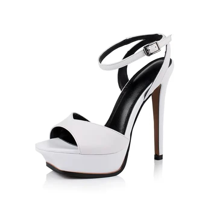 Arden Furtado 2025 été blanc peau de vache plate-forme Peep toe chaussure chaussures de mariage bout