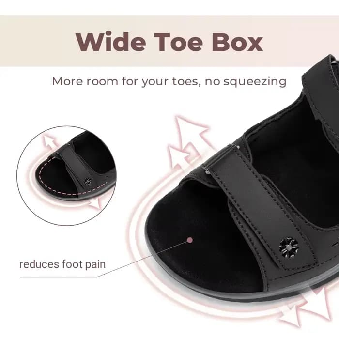 Sandales orthopédiques FitVille pour femmes diabétiques, à bout ouvert, largeur large, avec sangles 