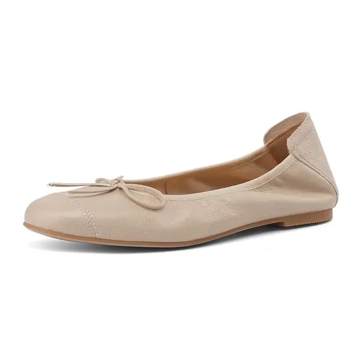 Ballerines en cuir de mouton véritable pour femmes, noir, abricot, marron, nœud papillon, Parker ron