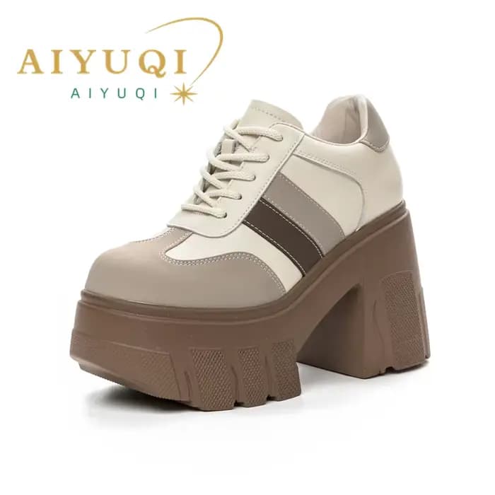 AIYUQI – chaussures à talons hauts pour femmes, en cuir véritable, à lacets, hauteur de 11 cm, coule