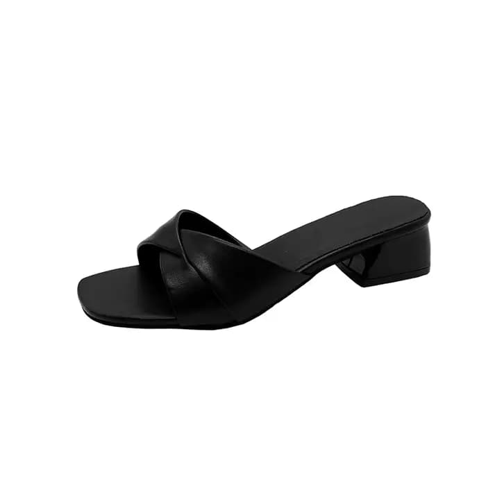 Mules d'été pour femmes, nouvelle collection, à talon épais, en cuir de luxe, décontractées, à bout 