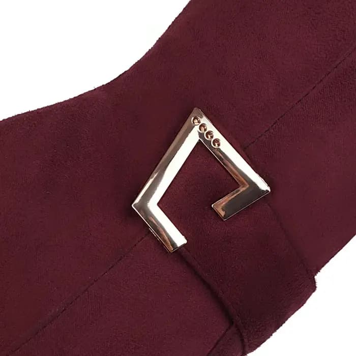 Bottes Respirées en Daim de Vache à Talons Optiques, Longueur au Genou avec Structure en Métal, Cuir