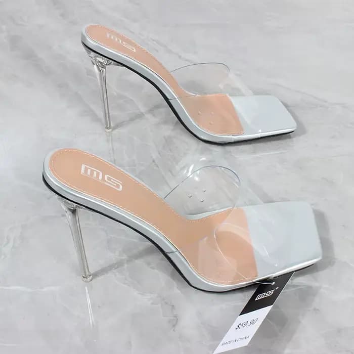 Sandales à bout ouvert en PVC pour femmes, pantoufles à talons super hauts, mode extérieure, chaussu