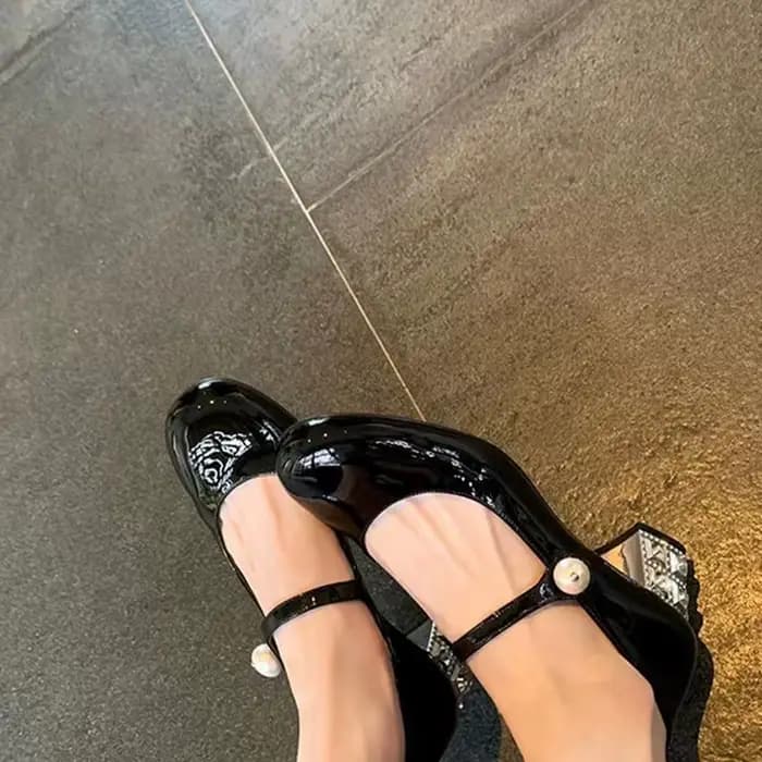Chaussures argentées pour femmes, Style japonais, Lolita, bout rond, Mary Jane, talons moyens, chaus