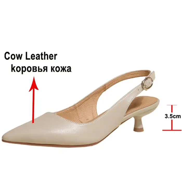 Meotina-Chaussures à bride arrière en cuir de vache véritable pour femmes, escarpins pointus à talon
