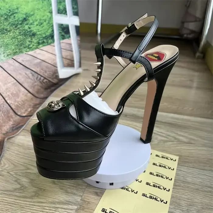 Sandales à Talons Hauts de 16cm pour Femme, Chaussures à Plateforme, Boule de Mariage, T-stage, Haut