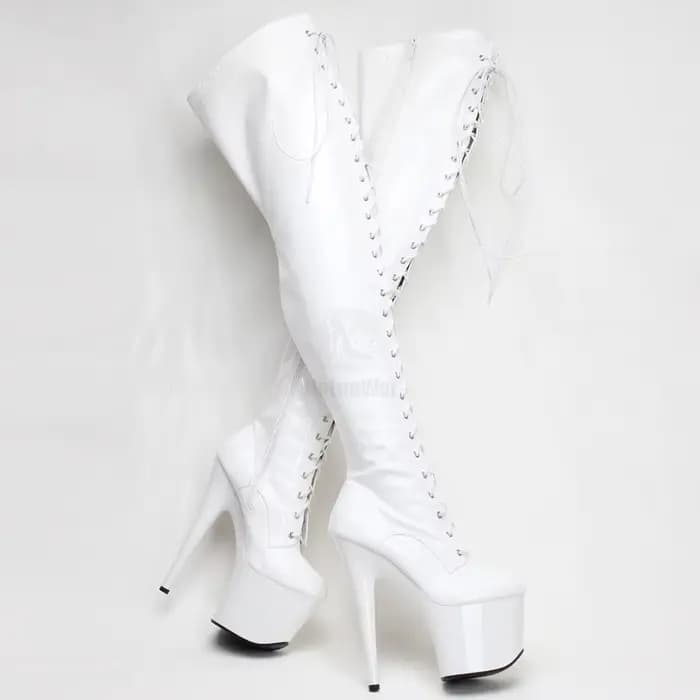 Bottes cuissardes à talon aiguille de 7 pouces avec plateforme, pour la danse exotique et la pole da
